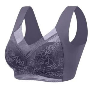 Wireless Lace Comfort Bra in Purple - Supportive Everyday Bra